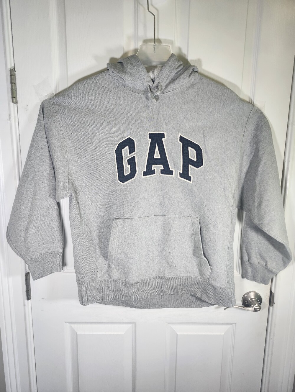 VTG GAP Gray Fleece Navy Logo Crewneck Hoodie Sweatshirt Unisex Wom S M Men S S